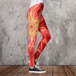 Tecknad Mandala Flower Red and Orange Leggings<br><div class="desc">Den här funkyn med mandalablomman har röd och orange i tecknad stil. Matchiga geometriska visualer för den moderna hippien eller älskare i det pulserande färg!</div>