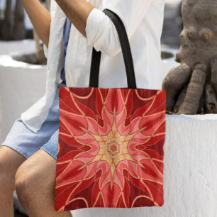 Tecknad Mandala Flower Red and Orange Tygkasse