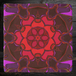 Tecknad Mandala Flower Red Rosa and Lila