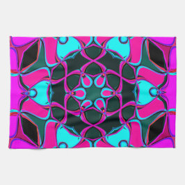 Tecknad Mandala Flower Rosa and Blue Kökshandduk