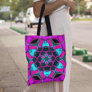 Tecknad Mandala Flower Rosa and Blue Tygkasse