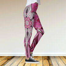Tecknad Mandala Flower Rosa and White