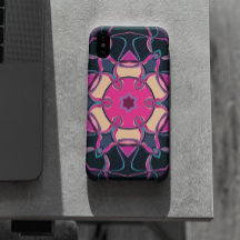 Tecknad Mandala Flower Rosa Gult and Black