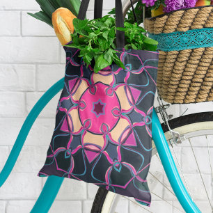 Tecknad Mandala Flower Rosa Gult and Black Tygkasse