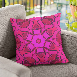 Tecknad Mandala Flower Rosa Kudde