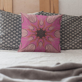 Tecknad Mandala Flower Rosa Kudde