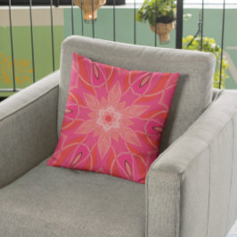 Tecknad Mandala Flower Rosa Kudde