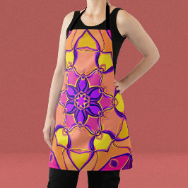 Tecknad Mandala Flower Rosa Lila and Orange