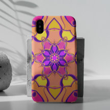 Tecknad Mandala Flower Rosa Lila and Orange