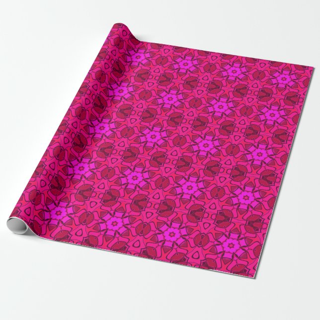 Tecknad Mandala Flower Rosa Presentpapper (Utrullad)