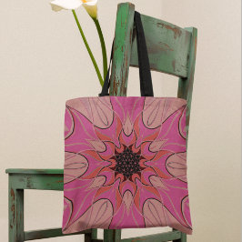 Tecknad Mandala Flower Rosa Tygkasse