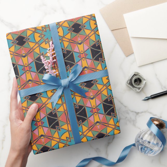 Tecknad Mandala Gult Blue och Orange Presentpapper (Gifting)