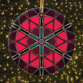 Tecknad Mandala Red and Grönt Julgransprydnad Keramik