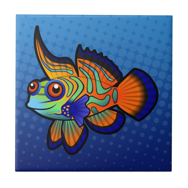 Tecknad Mandarin / Drakfisk Kakelplatta (Framsidan)