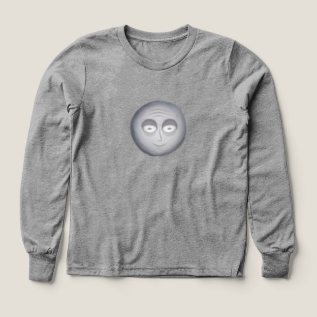 Tecknad månens grinande glans t shirt (Design framsida)