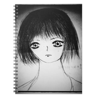 tecknad manga yaei teckning, söt animerad flicka anteckningsbok