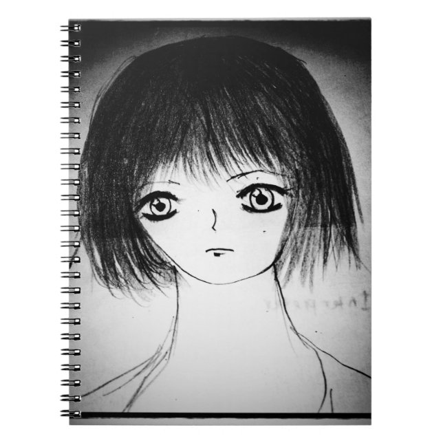 tecknad manga yaei teckning, söt animerad flicka anteckningsbok (Framsidan)
