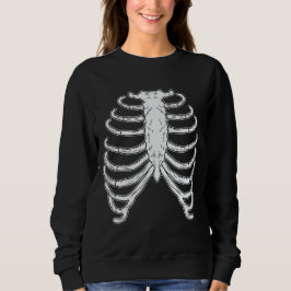 Tecknad människas revbensbur skelettben Halloween T Shirt