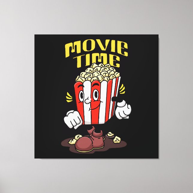 Tecknad maskot för popcorn canvastryck (Framsida)