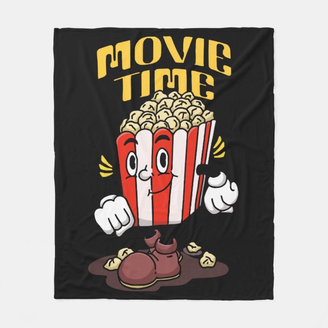 Tecknad maskot för popcorn fleecefilt (Framsidan)