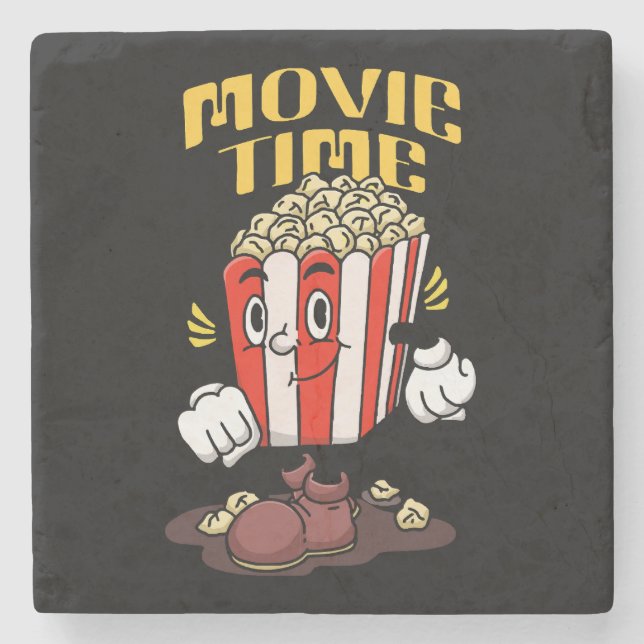 Tecknad maskot för popcorn stenunderlägg (Framsidan)