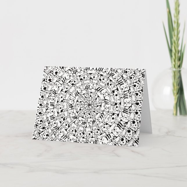 Tecknad massa katter Mandala konst design Kort (Framsida)