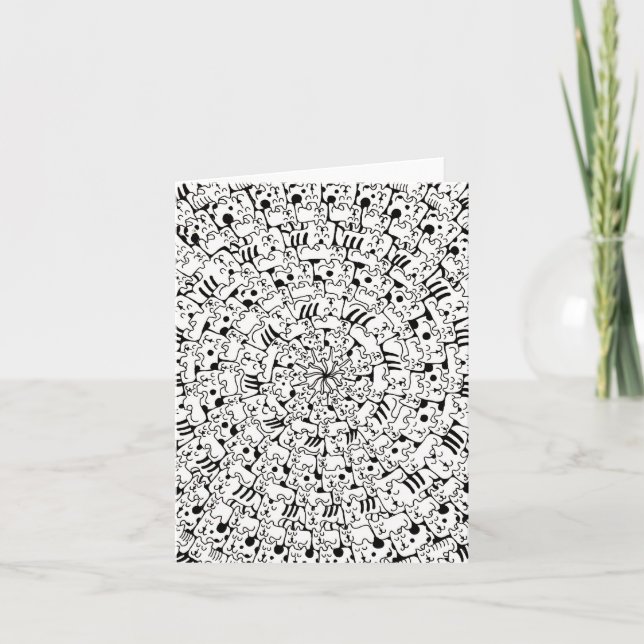Tecknad massa katter Mandala konst design vikt Anteckningskort (Framsida)