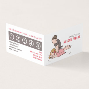 Tecknad massage, massageterapeut, parlor Loyalty Visitkort
