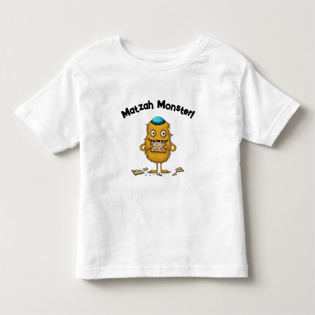 Tecknad Matzah Monster Passover T-Shirt (Framsida)
