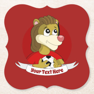 Tecknad med en söt lejon papper underlägg