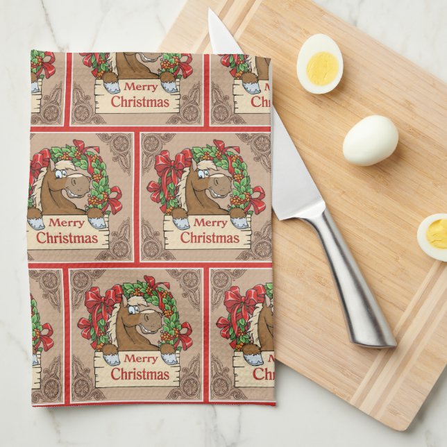 Tecknad med God jul av andedräkt Kökshandduk (Vikt i Fjärdedel)