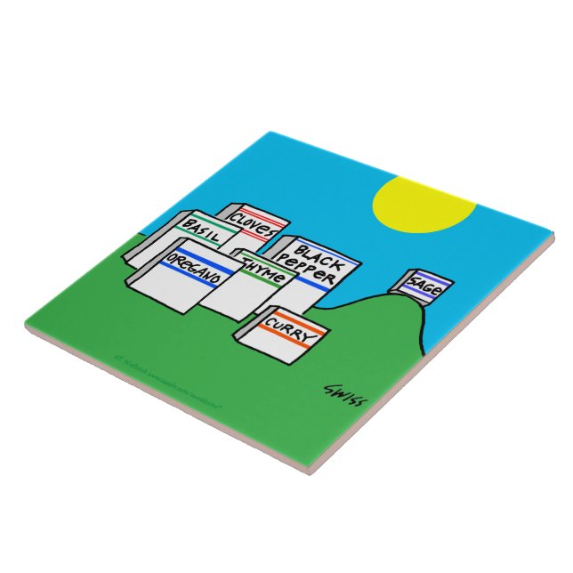 Tecknad med svag krydda - färgämne i kökssammet kakelplatta (Sidan)