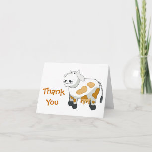 Tecknad mejerikotthank you-kort tack kort