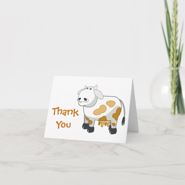 Tecknad mejerikotthank you-kort tack kort (Framsida)