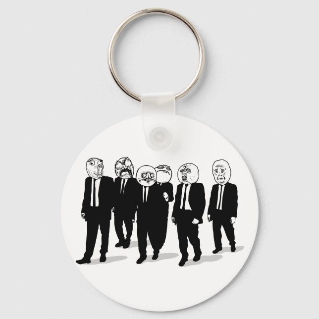 Tecknad Meme Ansikte Walking. Jag Gusta. Nyckelring (Framsida)