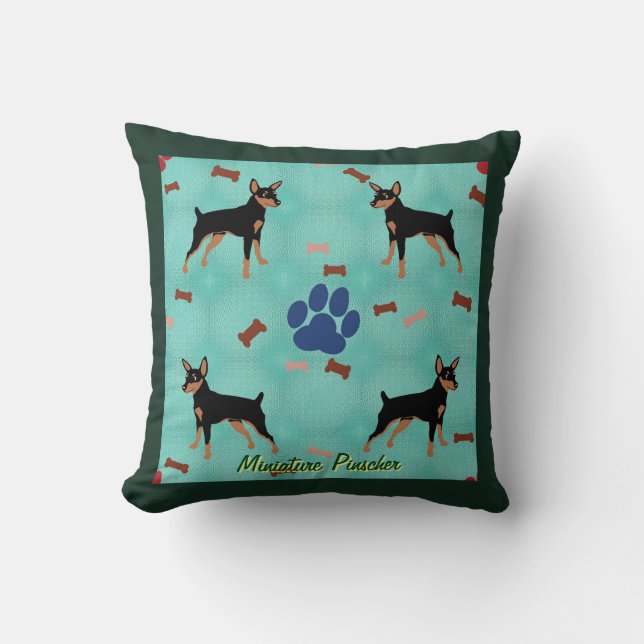 Tecknad Miniature Pinscher Kudde (Framsida)