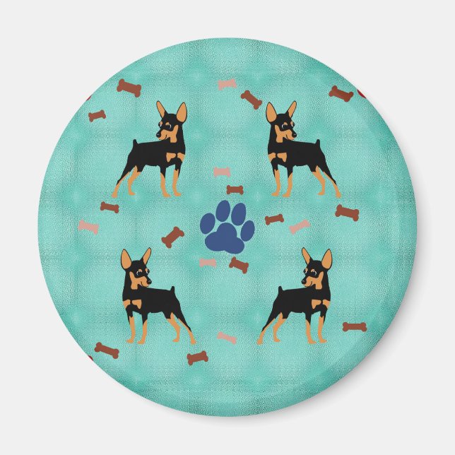Tecknad Miniature Pinscher Magnet (Framsidan)