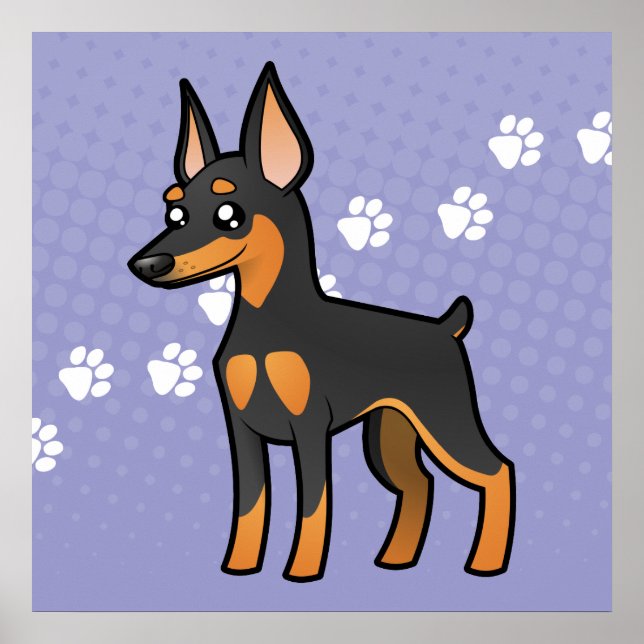 Tecknad Miniature Pinscher / Manchester Terrier Poster (Framsidan)