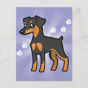 Tecknad Miniature Pinscher / Manchester Terrier Vykort