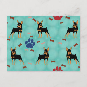 Tecknad Miniature Pinscher Vykort
