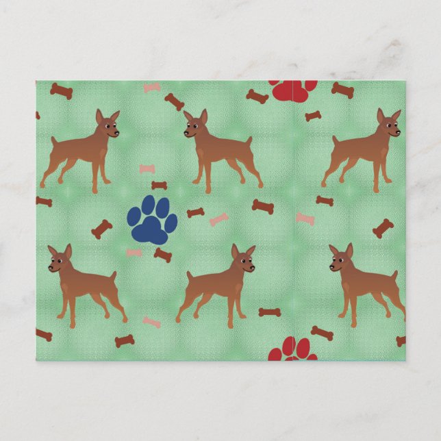 Tecknad Miniatyrpinscher Vykort (Framsida)