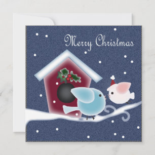 Tecknad mistletoe Love birds vår första jul Inbjudningar