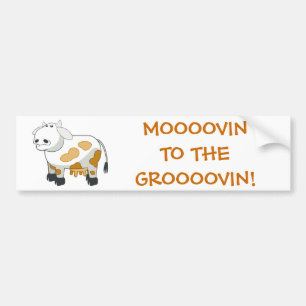Tecknad Mjölkkor "MOOOVIN"! Bumper Sticker Bildekal