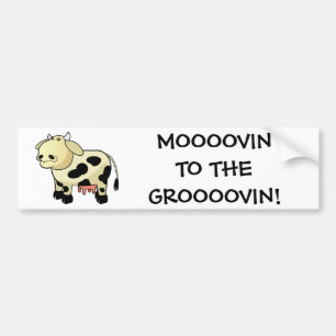 Tecknad Mjölkkor "MOOOVIN"! Bumper Sticker Bildekal