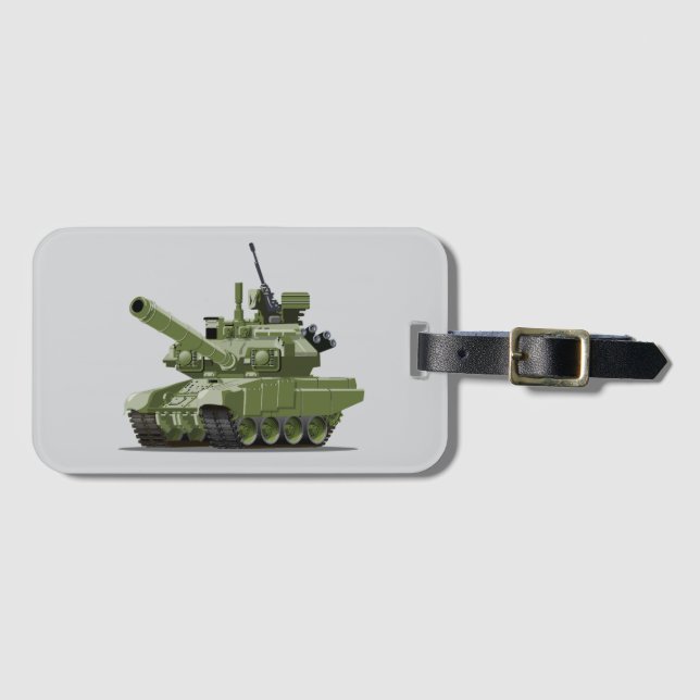 Tecknad modern bepansrad stridsvagn bagagebricka (Framsida horisontal)