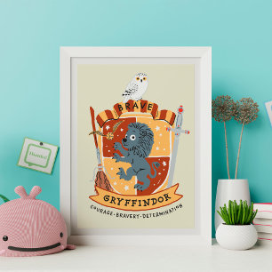 Tecknad modig Gryffindor-vapen Poster