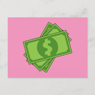 Tecknad Money Dollar Bills Helg Vykort