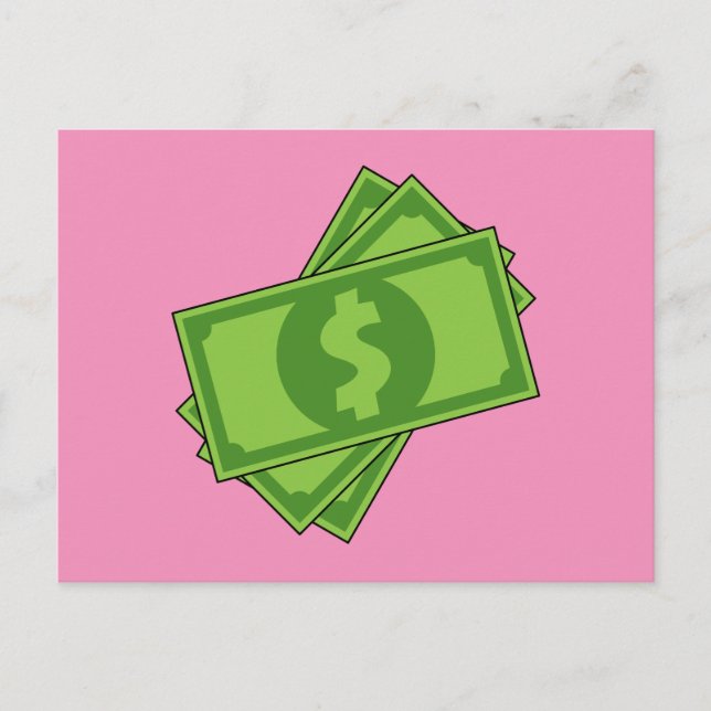 Tecknad Money Dollar Bills Helg Vykort (Framsida)