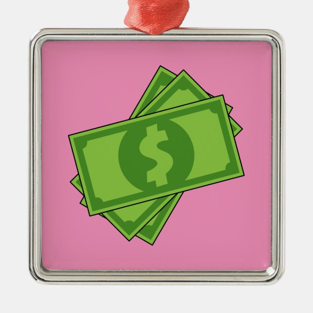 Tecknad Money Dollar Bills Julgransprydnad Metall (Framsidan)