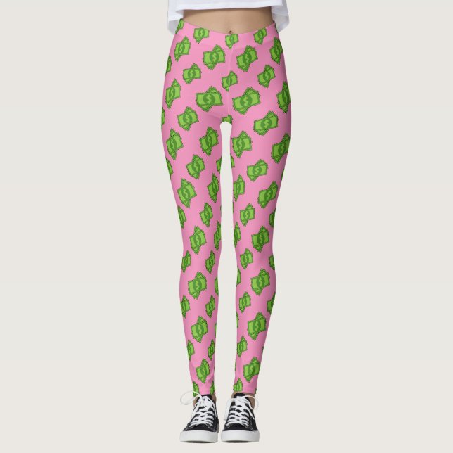 Tecknad Money Dollar Bills Leggings (Framsida)